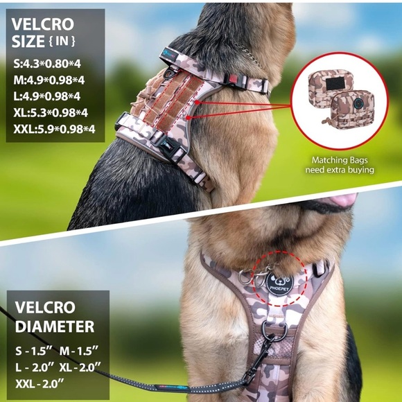 No Pull Tactical Dog Harness, Service Dog Vest with Molle & Loop Panels - Picture 6 of 8